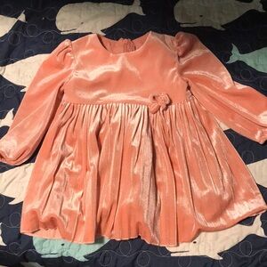 Mayoral Shiny Peach Pink Long-Sleeve Party Dress